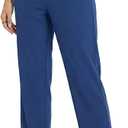 Women's Joggers Pants with Zipper Pockets, Lightweight Elastic Waist Sweatpants Straight Leg Workout Sports Pants (Blue, S)