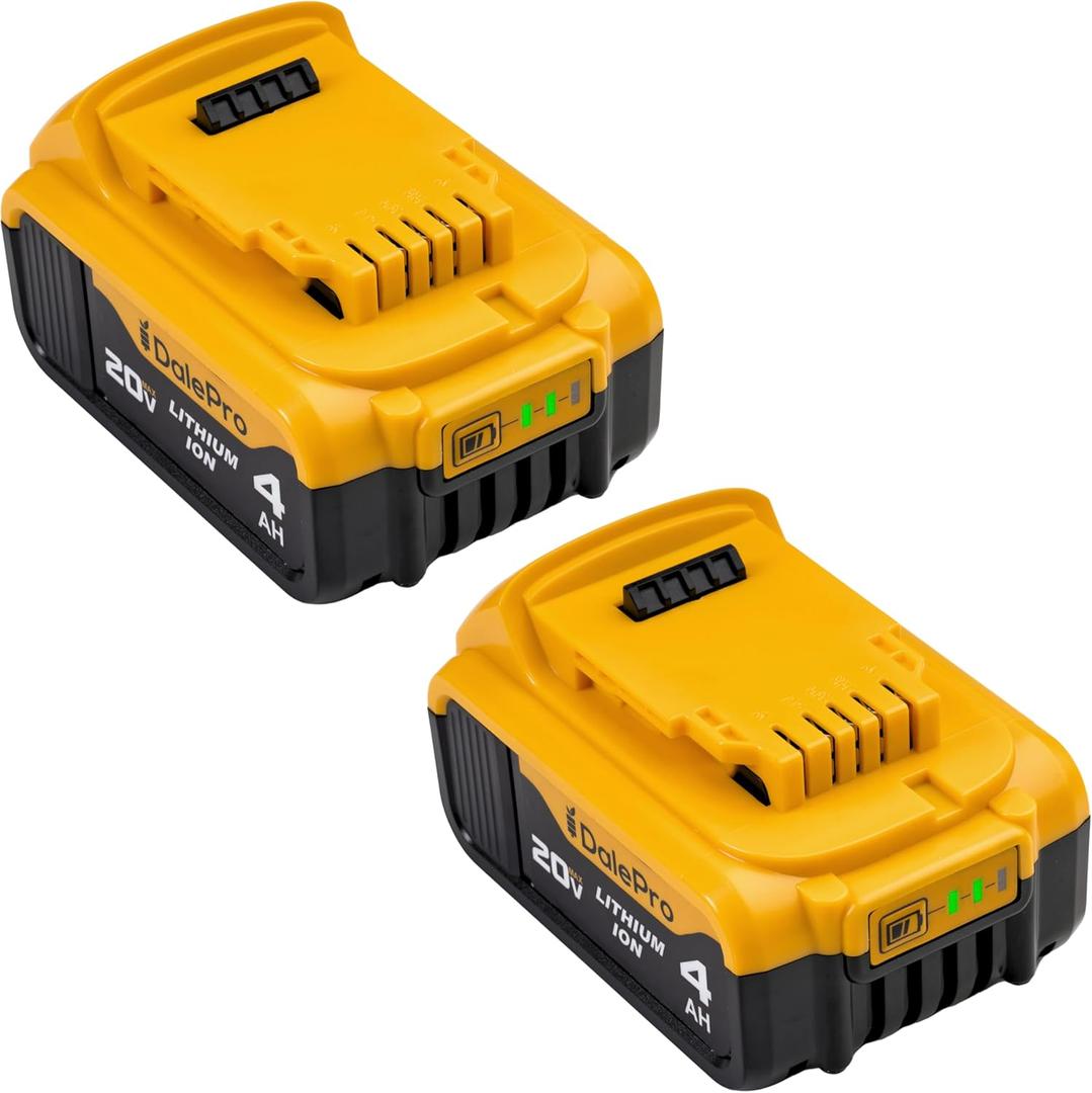 2 Pack 4.0 Ah 20 Volt Battery Replacement Compatible with Dewalt DCB204 DCB206 DCB208 DCB200 Battery 20v Lithium ion