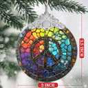 Christmas Decorations Ornaments, Stained Glass Ornament, Christmas Tree Ornaments, 2025 Gift Ornament, Xmas Gift for Friend Family Coworker - Peace Sign