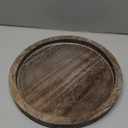 Round Decorative Wooden Serving Trays for Ottoman Coffee Table Tray Farmhouse Kitchen Home Decor Accents Circle Circular Wood Decorations Trays Rustic Dining Table Centerpiece Candle Holder Tray