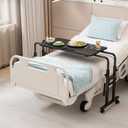 Furist Overbed Table with Wheels, Adjustable Height and Length Over Bed Desk, Hospital Heavy Duty Metal Leg Laptop Stand for Adults, 47.25 x 15.75 x 39.4 inches