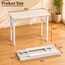 Folding Table Computer Desk - 35.8" No Assembly Folding Desk Design and Foldable Office Desk, Small Desk for Bedroom, Compact Storage Portable Use for Dorm and RV Small Space, White Ash
