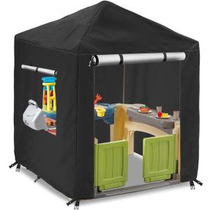 Outdoor Kids Playhouse Cover,600D Heavy Duty Waterproof Play House Covers,56" W x 56" D x 60" H,Suitable for All Around Playtime Patio with Canopy Playset -Black