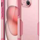 JETech Case for iPhone 15 6.1-Inch, Heavy Duty Dual-Layer Rugged Protection, Shockproof Protective Tough Phone Cover with Matte Back (Pink)