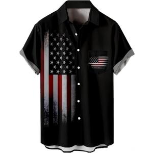 Bowling Shirts for Men Print Short Sleeve Regular Fit Hawaiian Casual Button Down Beach Shirts (Black, XXL)