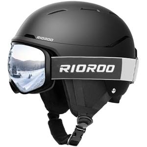RIOROO Ski Helmet and Goggles Set, Snowboard Helmet Goggles for Men Women & Youth, Shockproof Snow Helmet Anti Fog OTG Snow Goggles for Skiing Snowboarding, Small