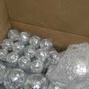 The Dreidel Company Mirror Disco Ball 36-Pack Variety of Sizes, Silver Hanging Ball with Attached String for Ring, Reflects Light, Fun Party Home Bands Decorations
