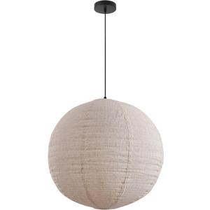 Linen Pendant Light Kit with Cord and Ceiling Canopy, 20in Off-White Round Japanese Japandi Wabi Sabi Lantern Hanging Lamp Chandelier for Living Dining Room Bedroom Rented Apartment 1 Pack