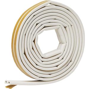 Frost King V25WA D-Section Rubber Self-Stick Weatherseal Tape, 5/16" W, 1/4" T, 17 ft L, White