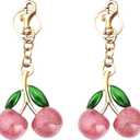 COOLANS 2 Pcs Cherry Keychains Bag Charms Car Key Ring Charm Women Cute Novelty Keychains Leather Handbag Purse Key chains