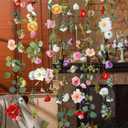 XunYee 6 Pcs 35.4 ft Flower Garlands Hanging Wildflower Backdrop Artificial Floral Garlands Fake Flower Vines Faux Silk Wildflower Decorations for Christmas Fall Thanksgiving Garden Wall Arch(Floral)