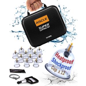 Super Cupping Set, Shockproof Heatproof Cups, Water Repellent Shockproof Professional Carrying Case, 12 Cups