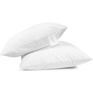 Digital Decor 100% Cotton Queen Size Hotel Pillows, U.S. Made Hypoallergenic Pillows with Down Alternative Fiber Fill, Set of 2, Three Comfort Levels, (Soft, Medium, Firm) Soft