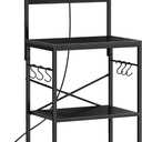 SUPERJARE Kitchen Bakers Rack with Power Outlet, Coffee Bar Table 4 Tiers, Kitchen Microwave Stand with 6 S-shaped Hooks, Storage Shelf Rack for Spices, Pots and Pans -  23.6 inch, Black
