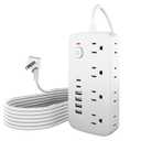 Surge Protector Power Strip - 8 AC Outlets & 6 USB Ports (4A/2C), 1080J Extension Cord with Multiple Outlets, 2-Sided Outlet Extender, 5FT Extension Cord, Wall Mount for Travel, Dorm Room