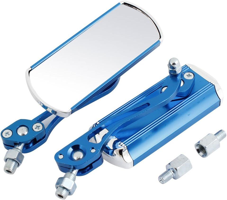 Pair Blue Rectangular Motorcycle Side Rearview Blind Spot Mirror