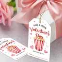 Cazhes Valentine's Day Paper Gift Tags, 50 Pcs Valentine Name Tag with String for Gifts Bags, Popcorn Holiday Presents Wrapping for Party Decoration Supplies - C06