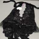 Avidlove Lingerie for Women Halter Lace Bodysuit Deep V Teddy Babydoll Sleepwear (X-Large, Black)