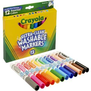 Crayola Broad Line Markers (12 Count), Washable Markers for Kids, Assorted Colors, Arts & Crafts Supplies, For Coloring Books & Art Projects, Ages 3+