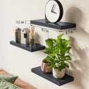 BAYKA Floating Shelves for Wall, Wall Mounted Rustic Wood Shelves for Bathroom, Bedroom, Living Room, Kitchen, Hanging Shelf for Books/Storage/Room Decor with 22lbs Capacity (Black, Set of 3, 15.7in)