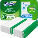Swiffer Sweep + Mop, Wet Pads Refill, Floor Cleaner for Dirt, Dust, Hair, Cleaning Cloths for Mopping Home, Bathroom, Kitchen, All Purpose Multi-Surface Floor Wipes, Fresh, 24ct (24 Count (Pack of 1)