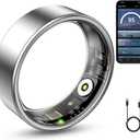 Smart Ring Health Tracker, Smart Ring for Women & Men, Health Ring with Heart Rate, Blood Oxygen, and Sleep Monitoring, Waterproof Fitness Ring with Long Battery Life (Silver, 7)