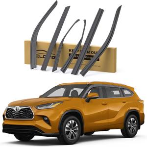 Rain Guards Fit for Toyota Highlander 2020 2021 2022 2023 2024 2025 2026 L LE XLE XSE Limited Platinum Hybrid, Durable Tape on Side Windows Deflectors 2020-2026 Highlander Rain Guard Black - 6 PCS