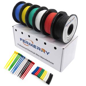 Fermerry 18 AWG Stranded Wire Spool 25ft Each 6 Colors Flexible 18 Gauge Silicone Hook up Wire Kit Electrical Tinned Copper Wire