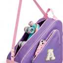 Personalized Initial Skate Bag for Girls & Women, Roller Ice Skates Accessories for Kids Figure Skating, Purple, 15.8" x 15.8" x 9.5"