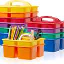 Threehoney 12 Pack Classroom Caddy 3 Compartment with Handle, Multicolor