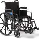 Medline Comfortable Folding Wheelchair with Swing-Back Desk-Length Arms and Swing-Away Footrests, 18W x 16XD Seat