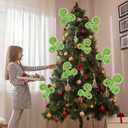 WangLaap 6 Pcs Green Christmas Tree Toppers 17inch Green Furry Stems, Furry Christmas Picks for Xmas Tree Decoration