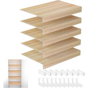 Wire Shelf Cover,24x16 Inch Wire Rack Covers for Pantry,0.25 Inch Thick PVC Wood-Look Faux Wood Shelf Covers,Set of 5 (24W*16D Inch)