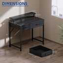 Pamray 32 Inch Small Computer Desk with Monitor Stand Home Office Desks with 2 Drawers for Bedroom Study Writing and Work Table for Small Spaces Black