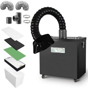245W Adjustable Fume Extractor with 5 Stage Filters Welding Smoke Purifier DTF Extractors for Nail Salon, Laser Marking, Printing and Laser Engraving (Black)