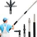 Multi-Purpose Splice Extension Pole, 2Feet-11Feet Paint Roller Pole Long Handle with 180 Degree Swivel Head Window Squeegee Gutter Cleaning Tools Extendable Pole with Sponge Sturdy Durable (Black)