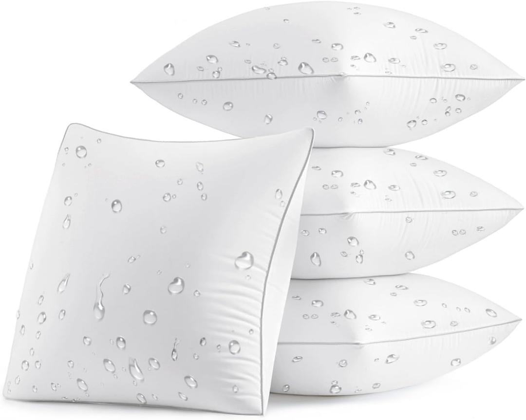 MIULEE Pack of 4 18x18 Outdoor Pillow Inserts, Waterproof Decorative Square Throw Pillow Inserts for Patio Sofa Garden Porch Couch