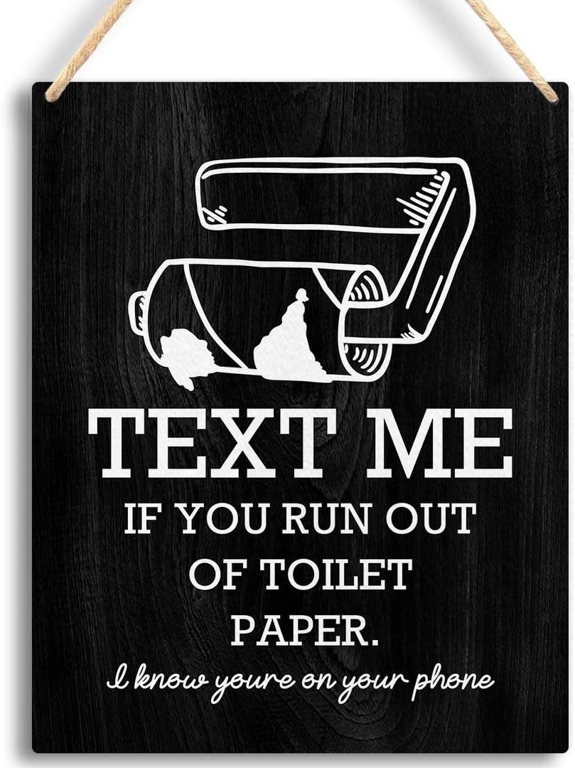 Funny Toilet Wooden Hanging Sign - Humorous Bathroom Wall Decor - Simple Wall Art for Farmhouse Toilet Restroom Washroom, 8x10 Inches -B03