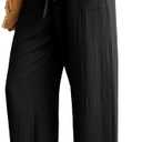 IWOLLENCE Women's Wide Leg Pants with Pockets High Waist Adjustable Knot Loose Casual Trousers Business Work Casual Pants (Black)