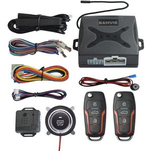 Car Alarm System Push to Start Ignition Kit, PKE Passive Keyless Entry Car Alarm System with Remote Start, Push to Engine Start StopConnect to car Original Horn (1. without siren)