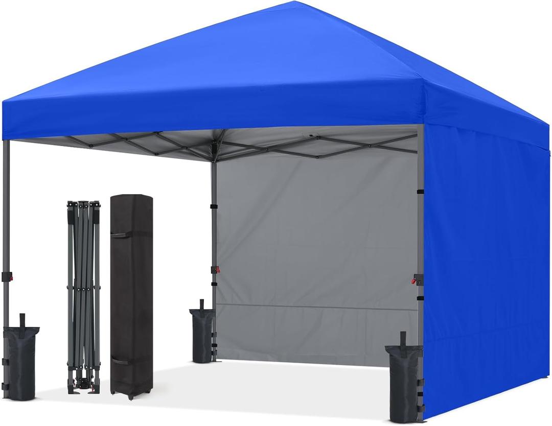 ABCCANOPY Easy Pop up Canopy Tent with 2 Sidewalls for Outdoor Sun Blocking or Rain Protection,10x10, Royal Blue