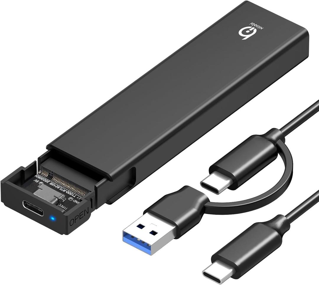 M.2 NVMe SSD Enclosure, Tool-Free Installation, USB 3.2 Gen 2 (10 Gbps) to NVME M-Key/(B+M) Key PCIe NVMe Adapter Support UASP and Trim, for SSDs 2230/2242 /2260/2280