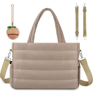 Diaper Bag Tote, Baby Diaper Tote Bags Crossbody Hospital Bag Travel Large Mommy Bag, with Silicone Pacifier Case (Khaki)