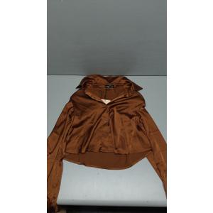 Shein Women's Satin Long Sleeve Button Up Blouse Work Office Silky Shirts Tops XS