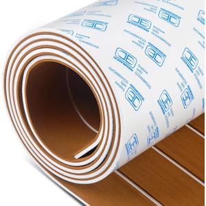 OCEANBROAD Boat Flooring EVA Foam Self-Adhesive 96''x45.6''/36''/28.8''/16.8'' Faux Teak Marine Boat Decking Sheet for Jon Boats Yacht Floor