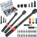 AEROFORCE 1/4 & 3/8 & 1/2-inch Drive Click Torque Wrench, 41Pcs Torque Wrench Set with Sockets and extensions, Hex, Torx, magnetic Spark Plug for Car, Motorcycle, Bike Repair