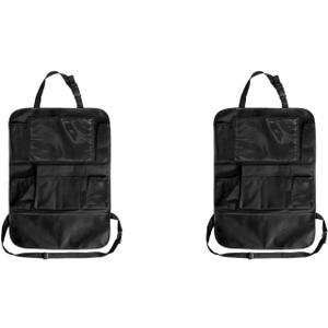 Car Seat Back Organizer, Vehicle Backseat Hanging Storage Pocket, Multipurpose Automotive Travel Essentials Accessories for Kids & Adults, Universal for Most Cars (2 Black)