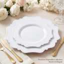 COLOSUS 60PCS White Plastic Plates-Fancy Plastic Beaded Plates,Plastic Premium Hard Plastic Plates for Party, Elegant White plates,Include10.5 Dinner plates & 8.25" Dessert plates for Mother's Day