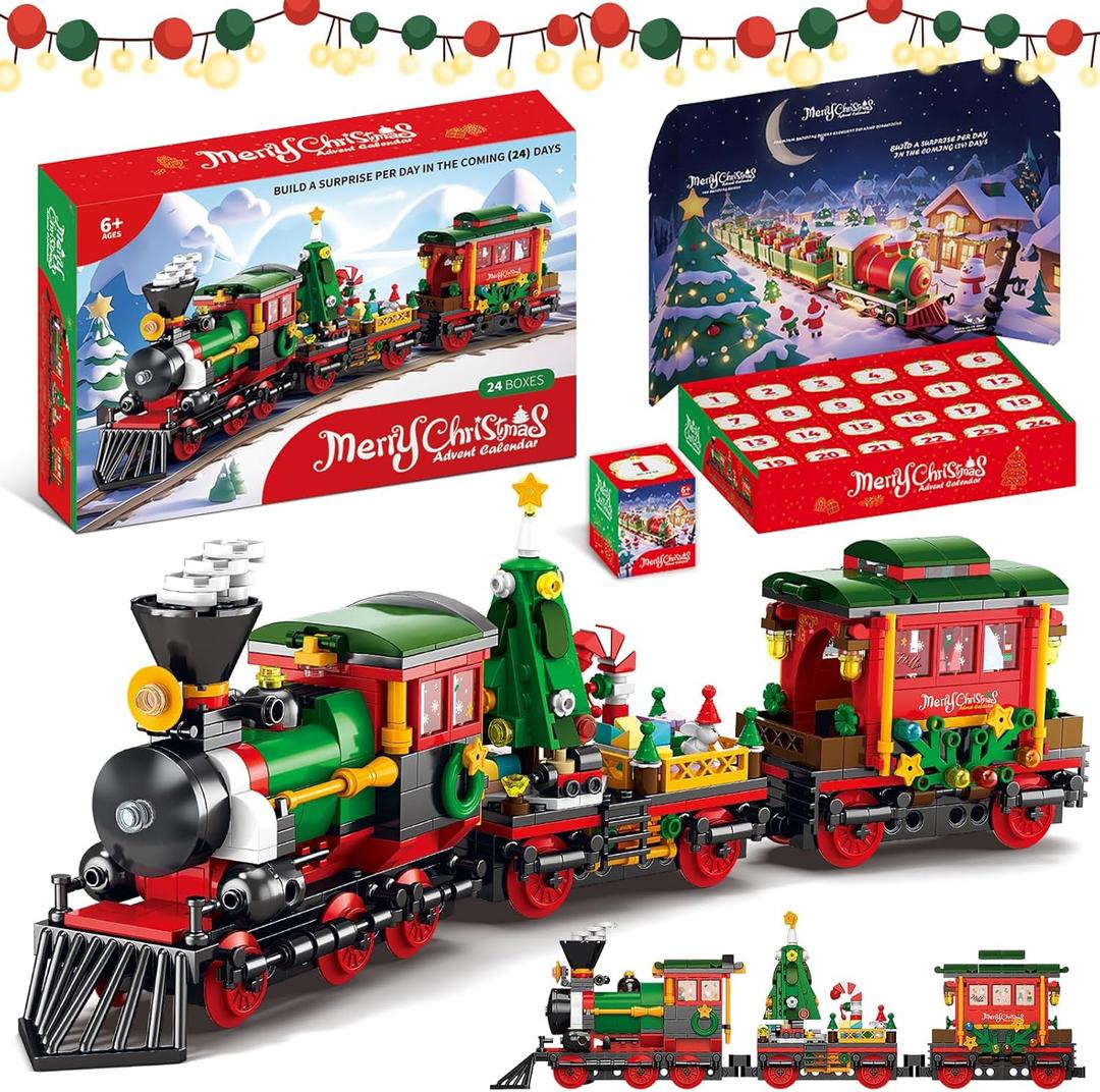 Nueris Advent Calendar 2025 Building Blocks Set - 24-Day Christmas Countdown Calendar - Santa Sleigh Christmas Tree Decorations Gifts for Kids Boys & Girls and Adults(770PCS)