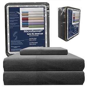 Thermee Micro Flannel Sheets Set, Twin XL-Size Sheet Set having 14" Deep Pocket, Twin XL Sheets Fit Twin XL Mattresses, Easy Wash, No Pilling, 1 Standard Pillowcases, Bed Sheets, Soft Sheet -Coal Gray